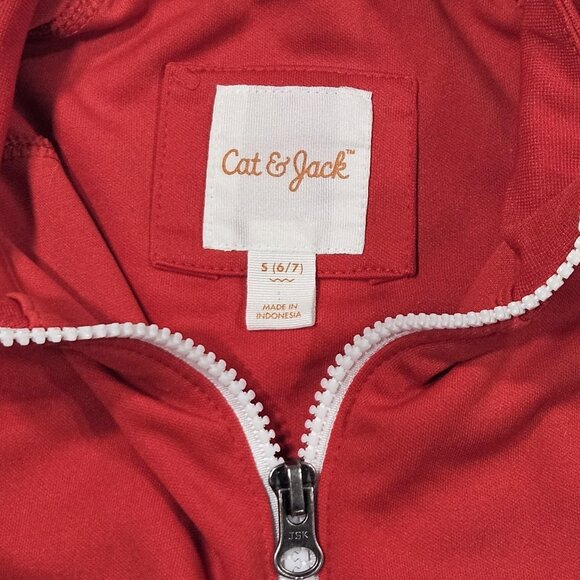Cat & Jack Red Track Suit Set Kids S 6/7 Zip Jacket & Joggers - Picture 4 of 6